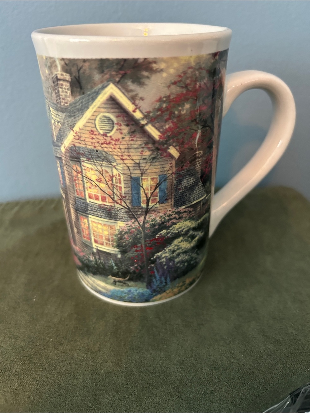 Thomas Kincaid 5” Porcelain Scenic House Accent Fall trees Mug EUV